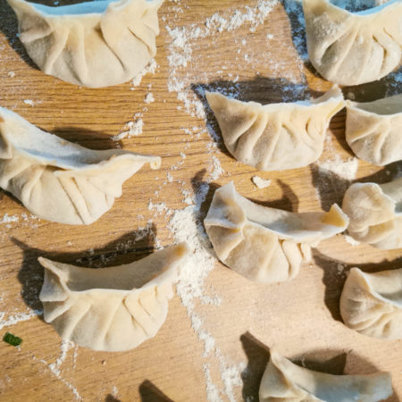 Leek and pork dumplings