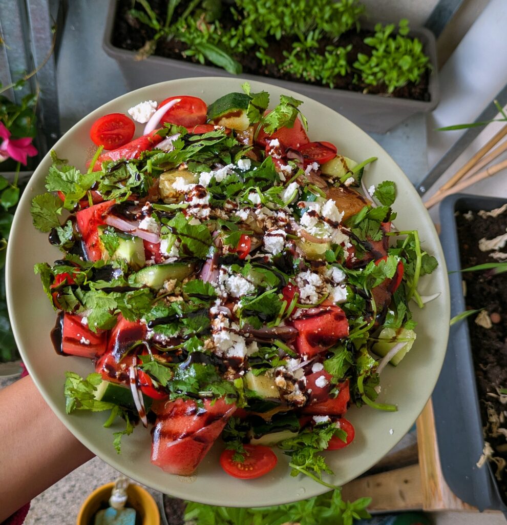 Watermelon Salad with Feta Cheese , salad recipe, watermelon and tomato salad, summer salads, light and refreshing summer salad ideas, summer salad recipes, food recipes, summer food ideas, saru's diary, saru's not so secret diary, food diary