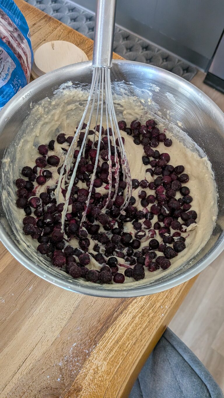 Blueberry Muffins Recipe – Method 2: Made with Butter, Freshly baked blueberry muffins made with butter, golden tops, juicy blueberries bursting inside, tender and fluffy crumb, muffins cooling on a wire rack, home-baked breakfast treat, natural light, food blog, muffin ideas, muffin recipes, blueberries recipes, baking with blueberries, baking recipes, easy muffin recipes, saru's diary, saru's not so secret diary