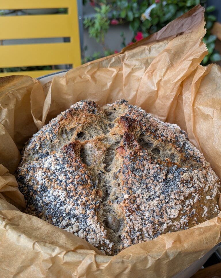 My No-Knead Artisan Bread With Black Sesame & Walnuts
